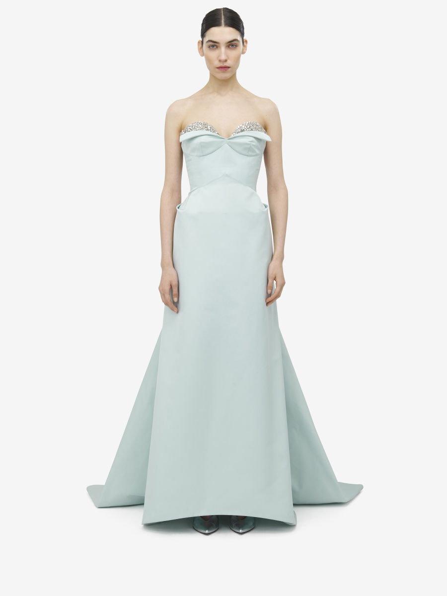 ALEXANDER MCQUEEN - Crystal Embroidery Strapless Evening Dress - Item 840284QZAPM3056